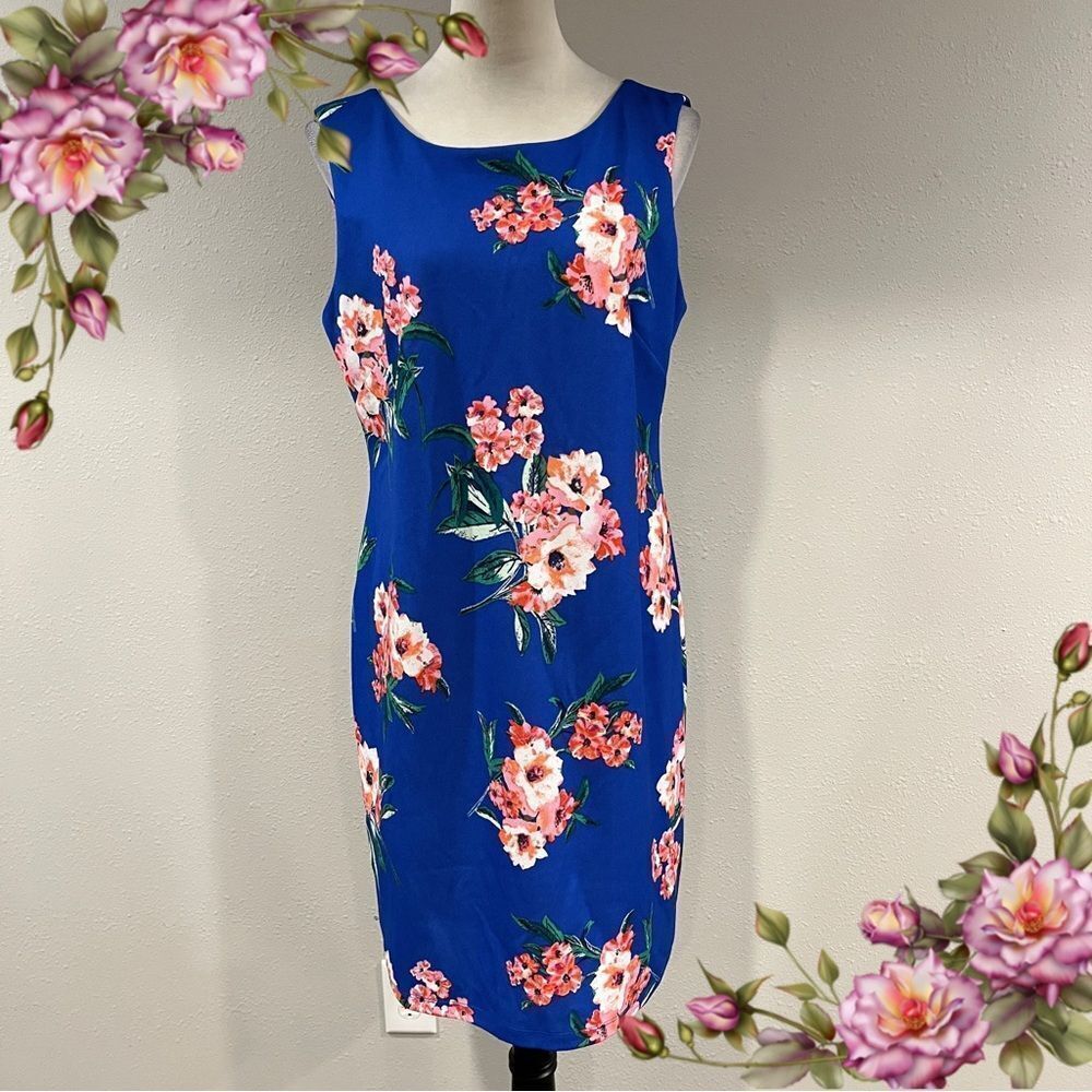 Alyx royal‎ Blue Sheath Midi Dress with Scoop Neck size 12